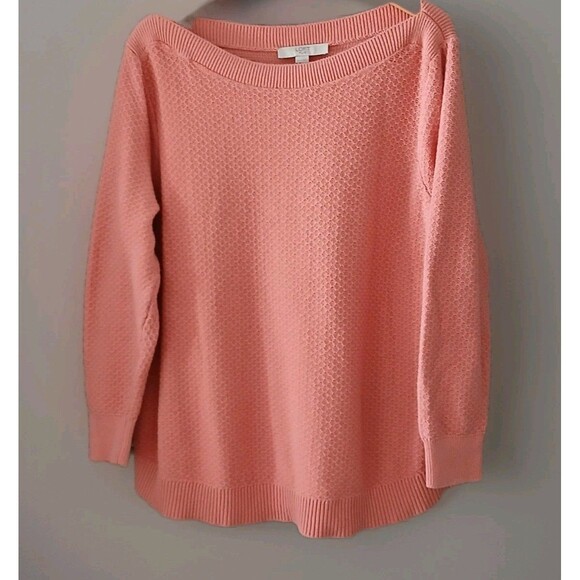 Ann Taylor Loft Plus Pure Cotton Sweater Sz 20-22 Peach/Pink Casual Chic Career - Picture 1 of 8